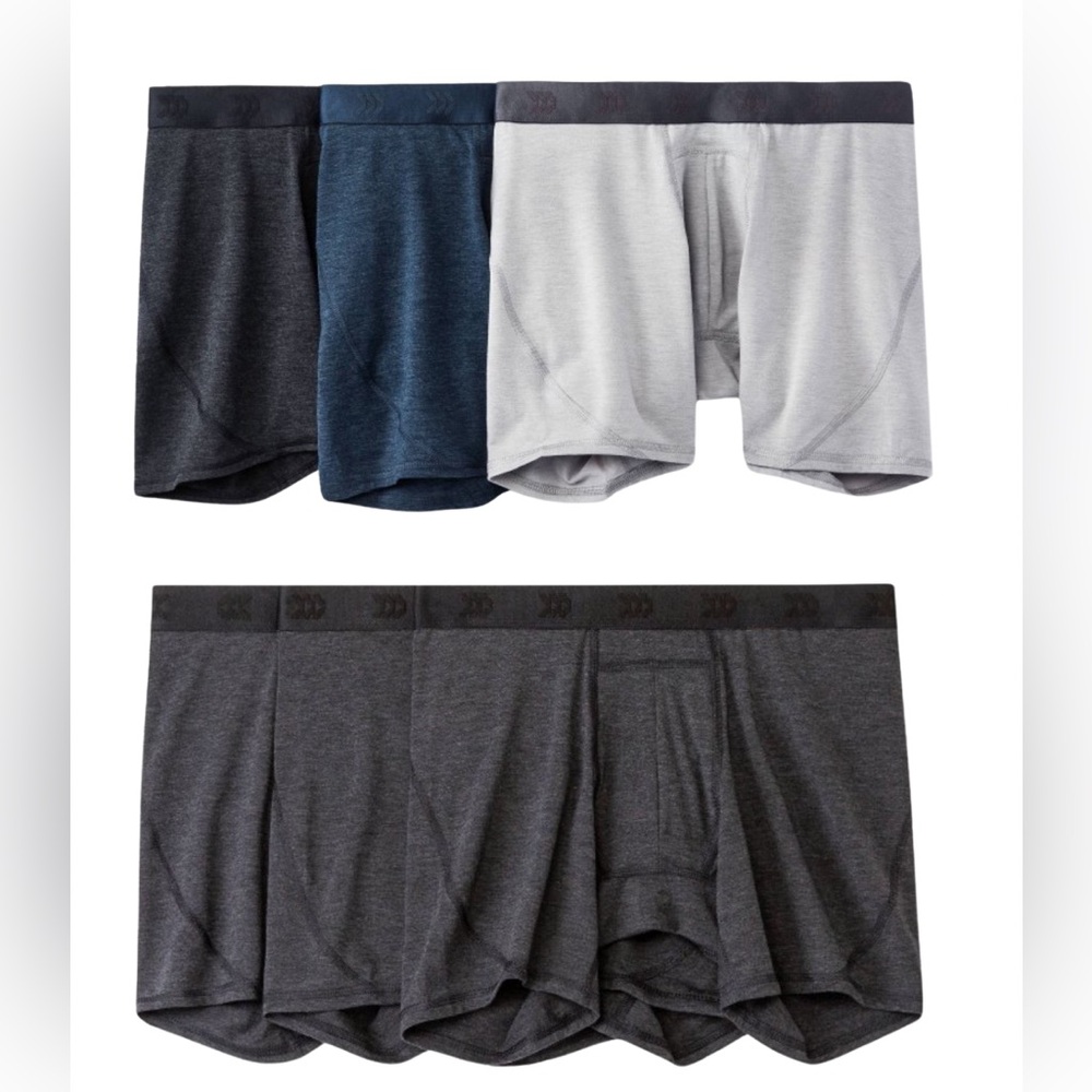 All in Motion Men's Boxer Briefs - BUNDLE (6) Gray, Blue, Black